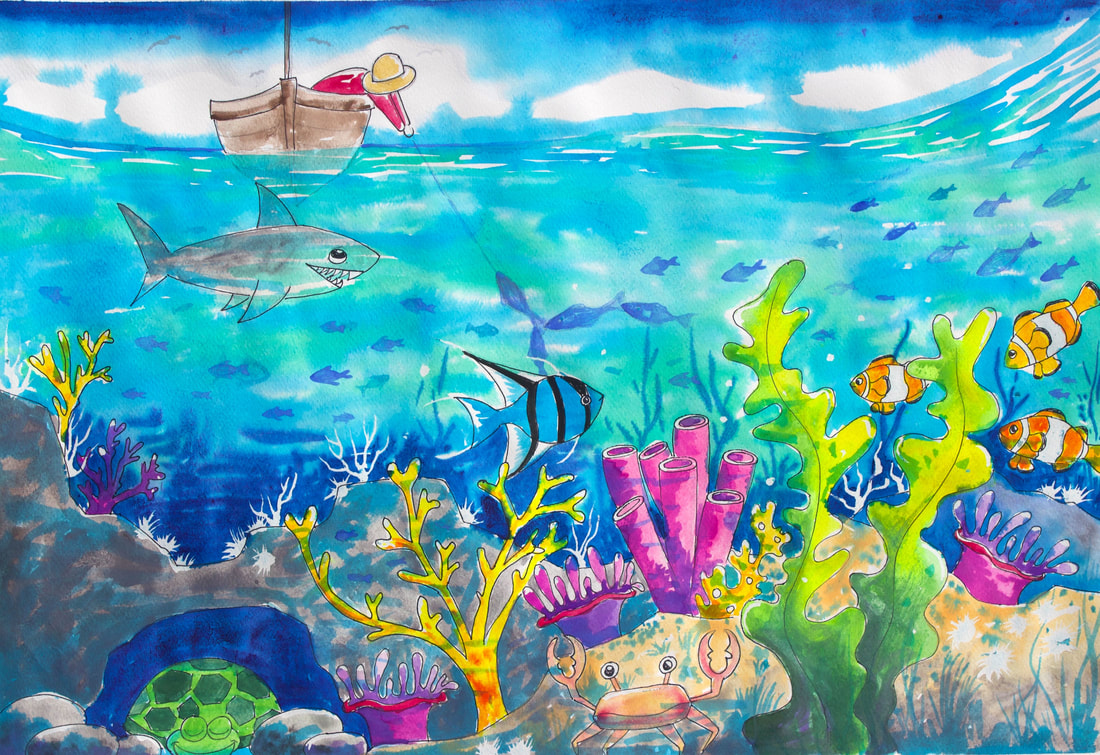 how to draw a coral reef step by step for kids
